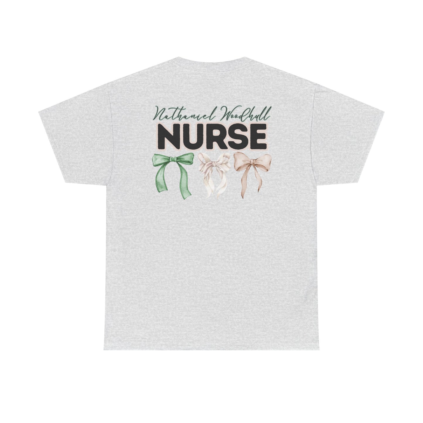 Woodhull Nurse and Bows- Unisex Heavy Cotton Tee with Bow Design