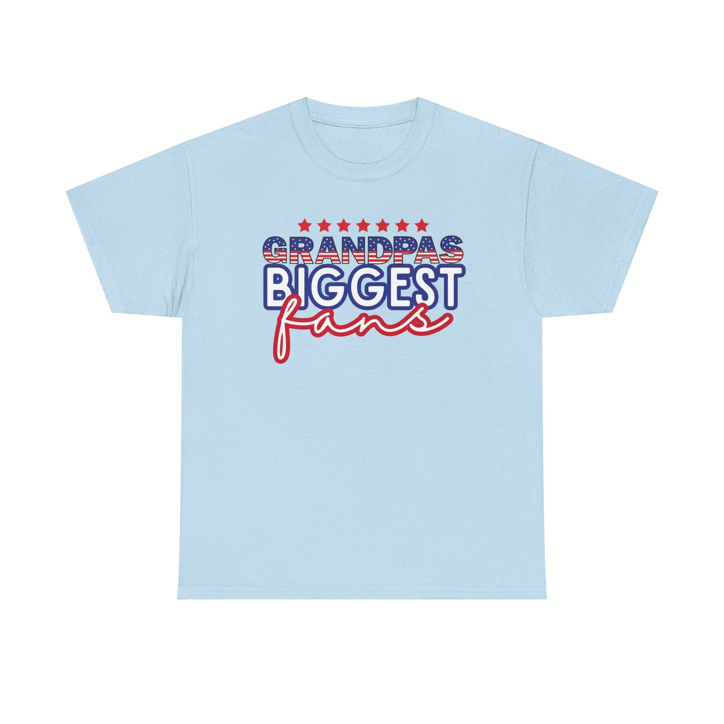 Custom- Jolly- Grandpa's Biggest Fan Unisex Heavy Cotton Tee - Patriotic Family Shirt