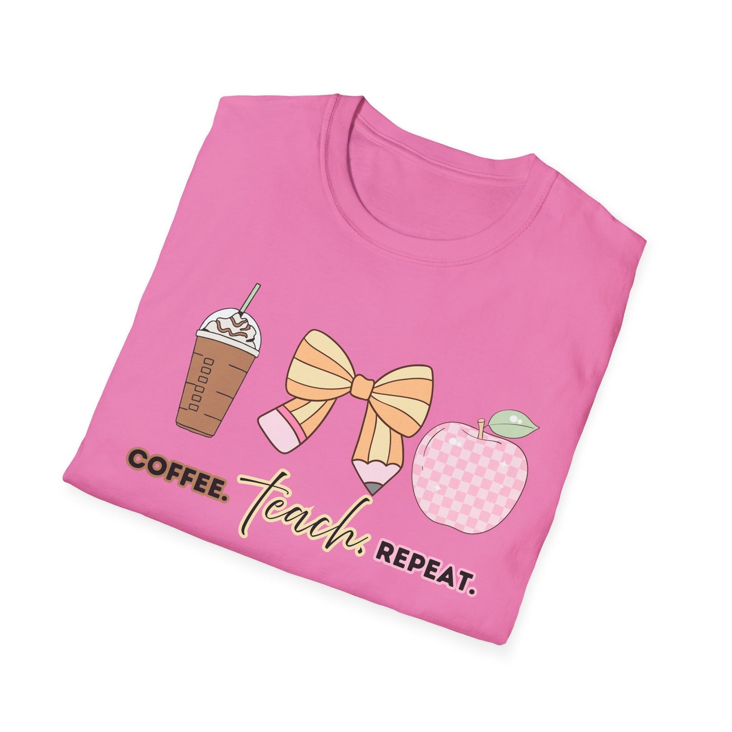 Coffee Teach Repeat Unisex Softstyle T-Shirt - Teacher