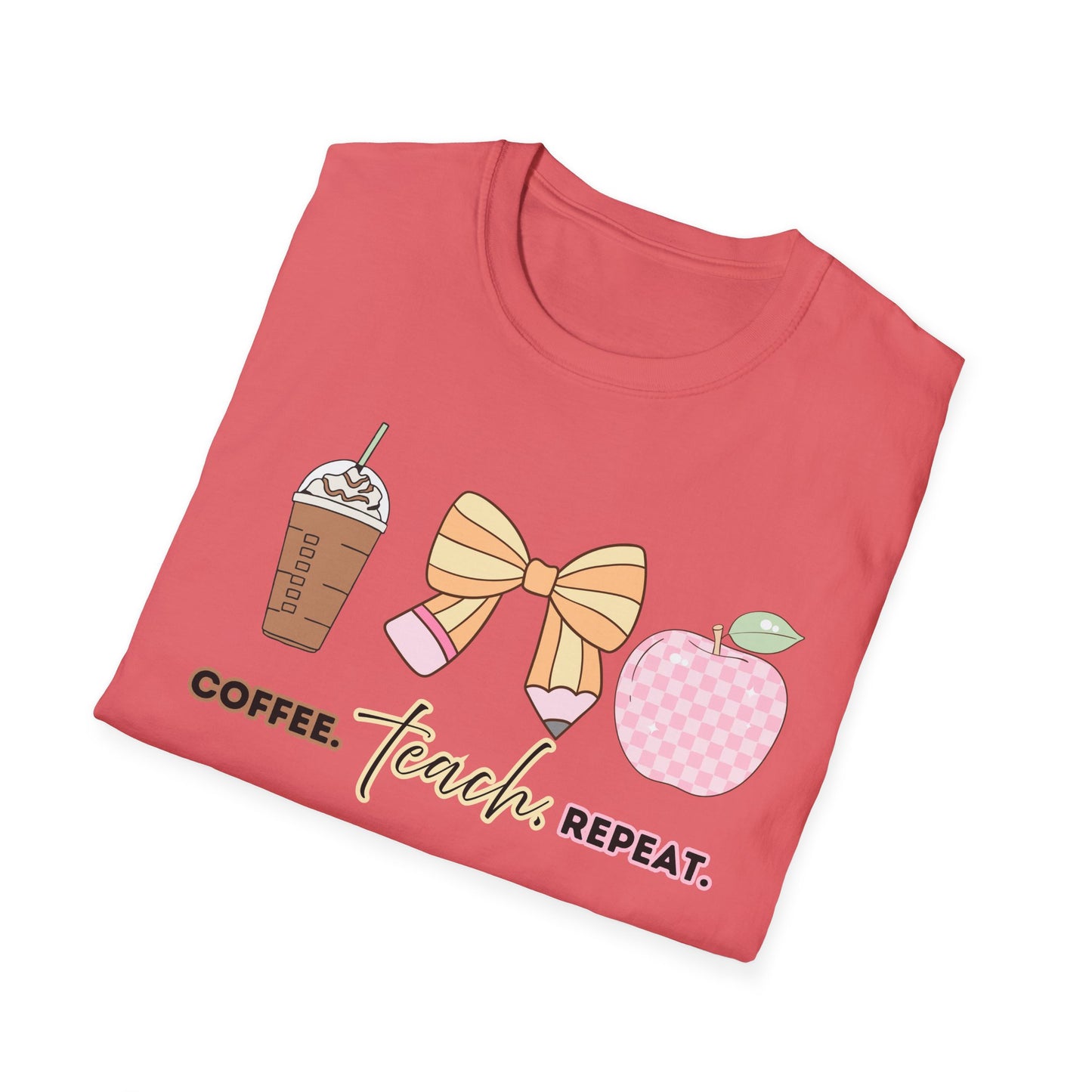 Coffee Teach Repeat Unisex Softstyle T-Shirt - Teacher