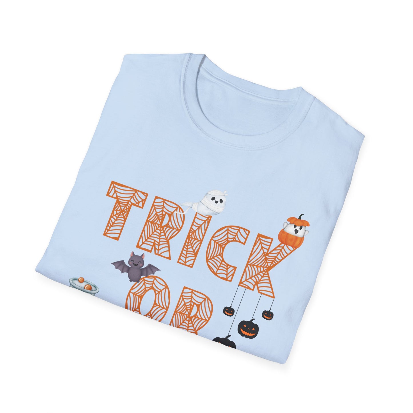 Trick or Treat Halloween Themed T-Shirt- Unisex Softstlye
