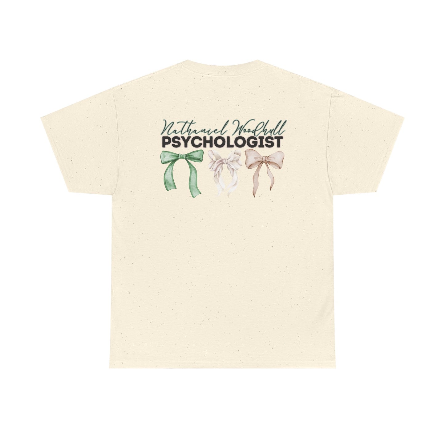 Woodhull Psychologist and Bows- Unisex Heavy Cotton Tee with Bow Design