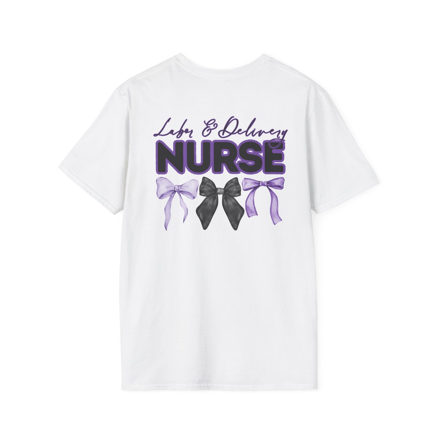 L+D Nurse Softstyle T-Shirt with Bow Design- Healthcare