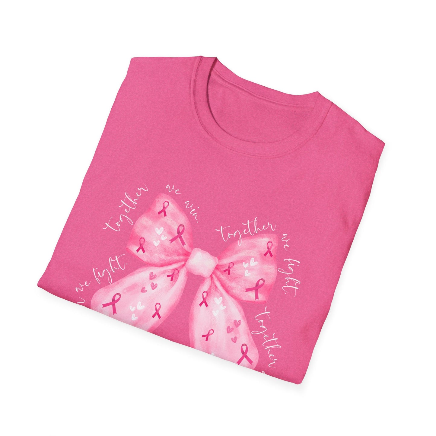 We Fight, We Win- Breast Cancer Awareness Tee, Unisex Softstyle T-Shirt