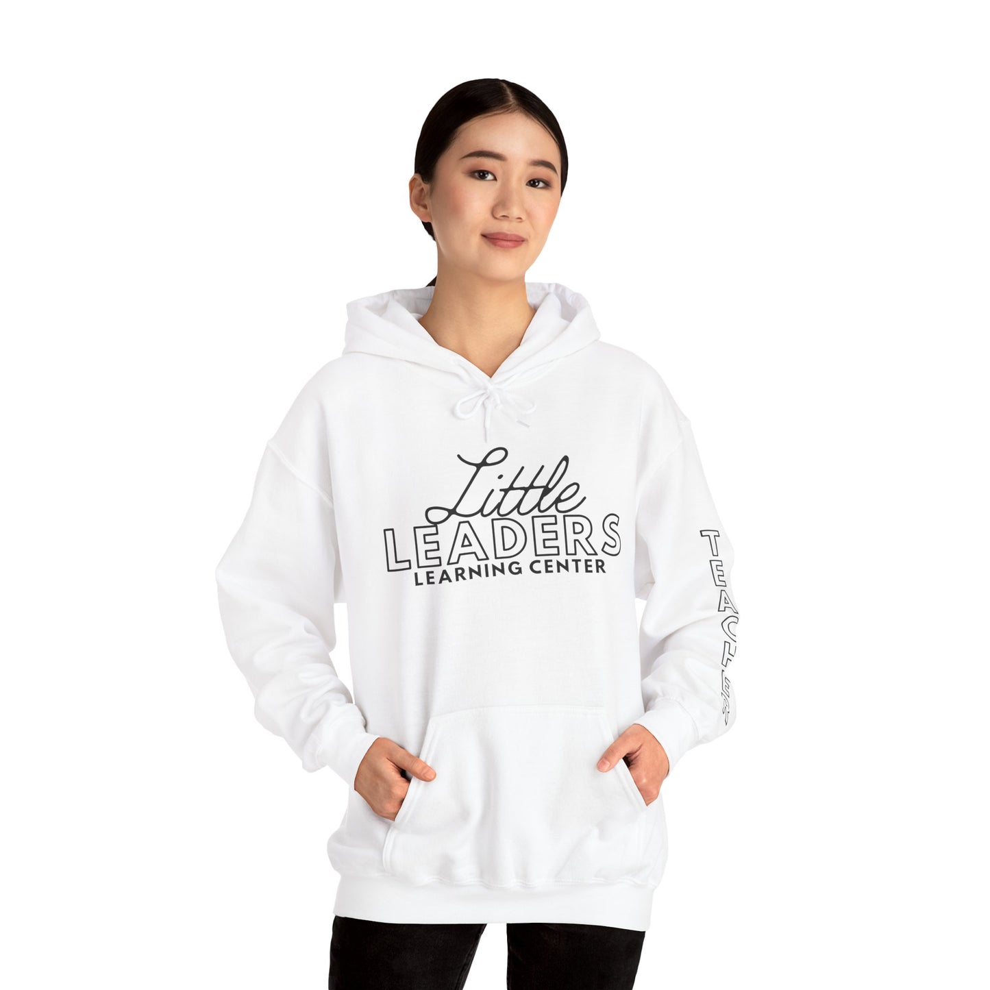 Little Leaders Teacher Simple Design Hoodie w/ Teacher on Sleeve - Cozy Unisex Sweatshirt