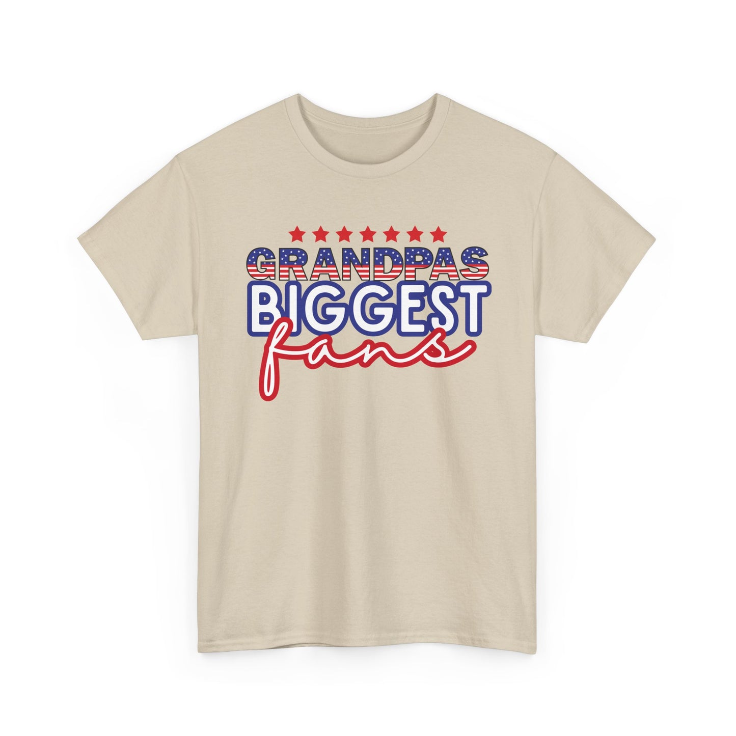 Custom- Jolly- Grandpa's Biggest Fan Unisex Heavy Cotton Tee - Patriotic Family Shirt