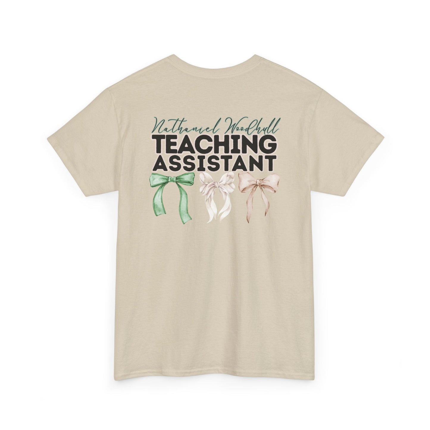Woodhull Teaching Assistant and Bows- Unisex Heavy Cotton Tee with Bow Design