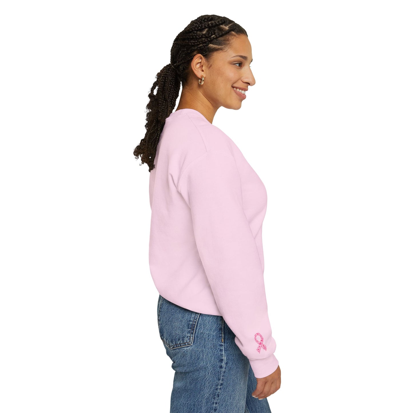 Embroidered Pink Ribbon Awareness Sweatshirt - Cozy Unisex Crewneck