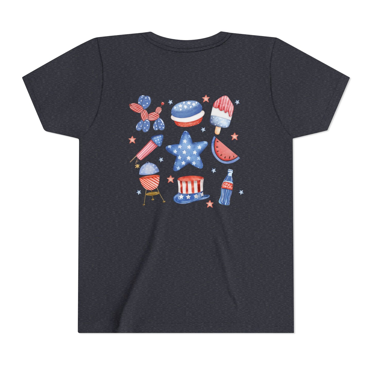 Stars, Stripes & Snacks Youth Tee for Kids, USA - Kids Short Sleeve Shirt, Holiday Mini