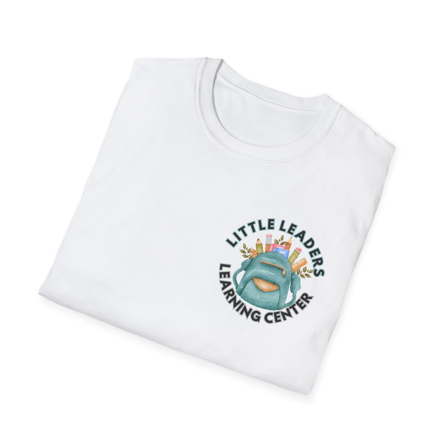 Little Leaders Teacher w/ Backpack Design Unisex Softstyle T-Shirt