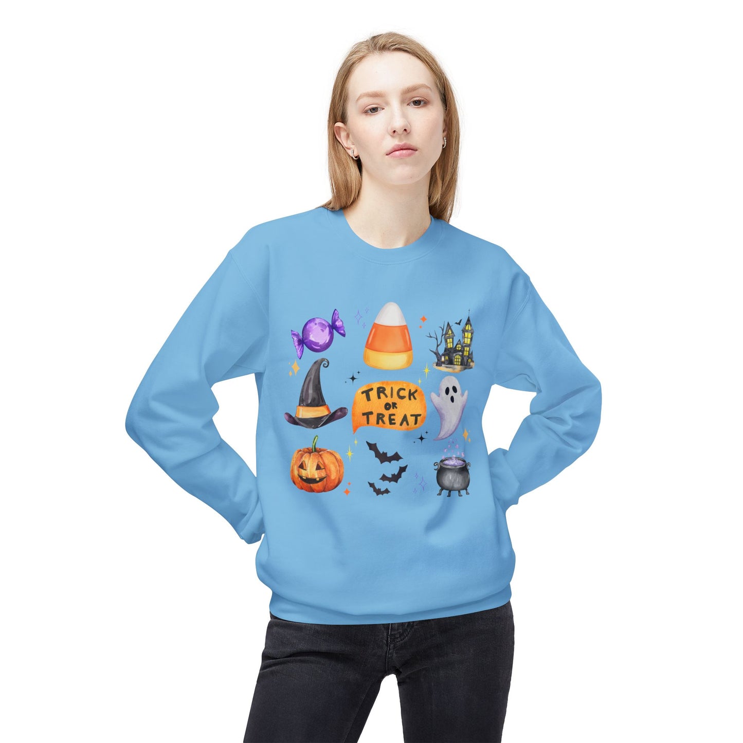 Trick or Treat- Unisex Midweight Softstyle Fleece Crewneck Sweatshirt