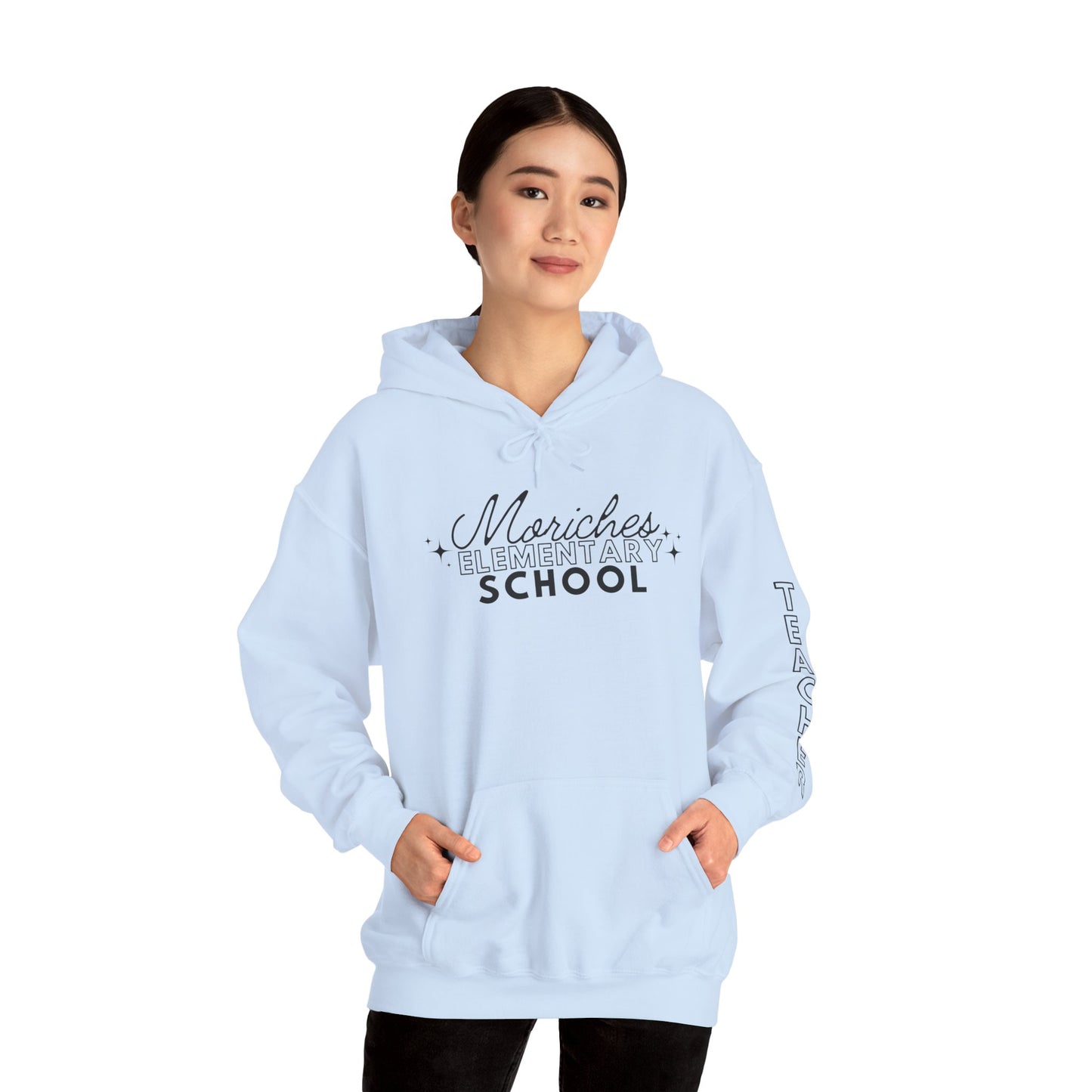 Moriches Teacher Simple Design Hoodie w/ Teacher on Sleeve - Cozy Unisex Sweatshirt