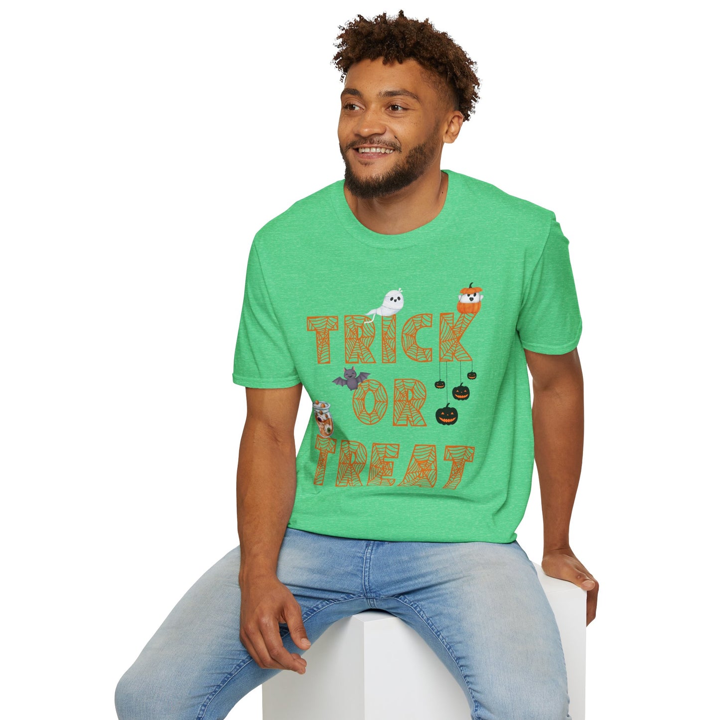 Trick or Treat Halloween Themed T-Shirt- Unisex Softstlye