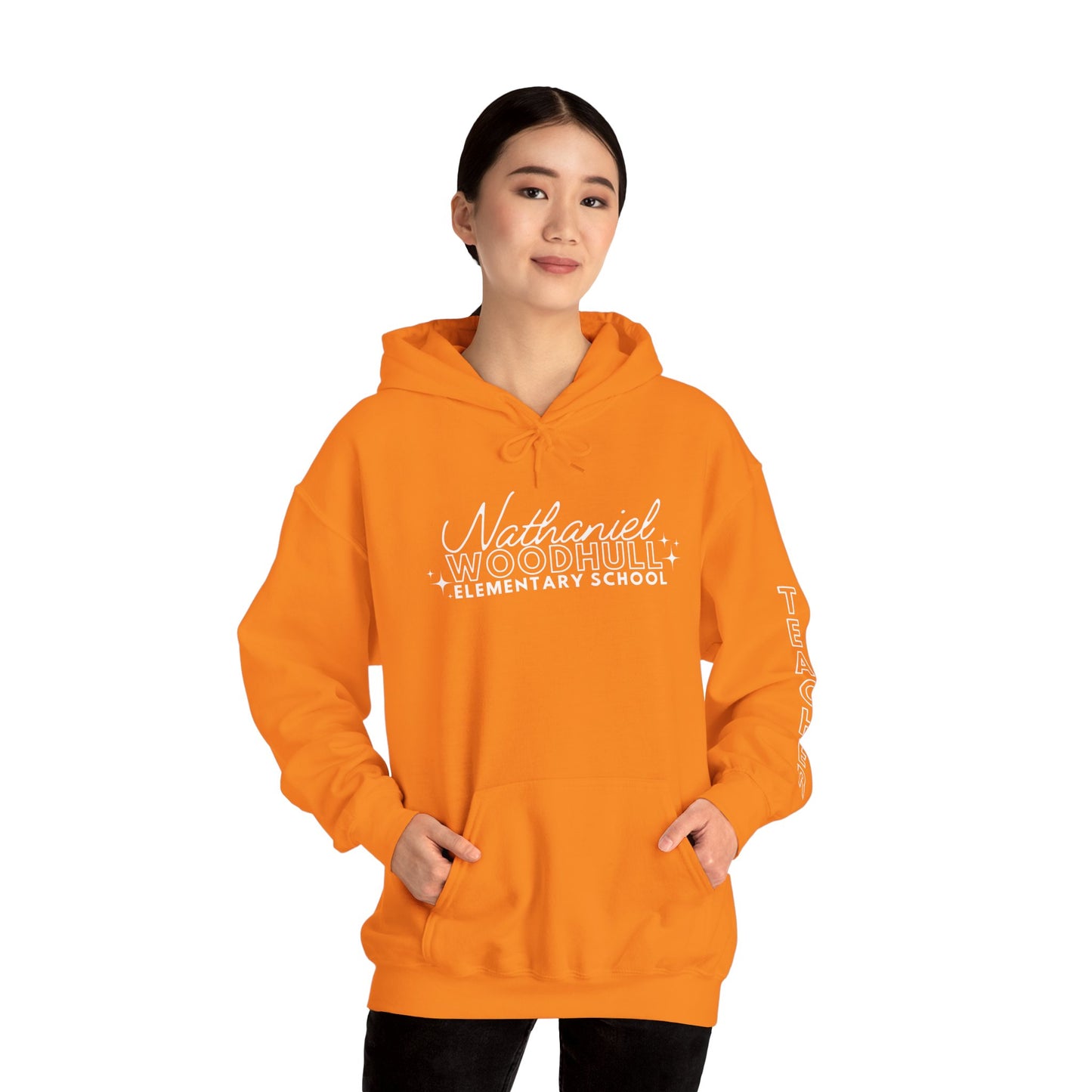 Woodhull Teacher Simple Design Hoodie w/ Teacher on Sleeve - Cozy Unisex Sweatshirt