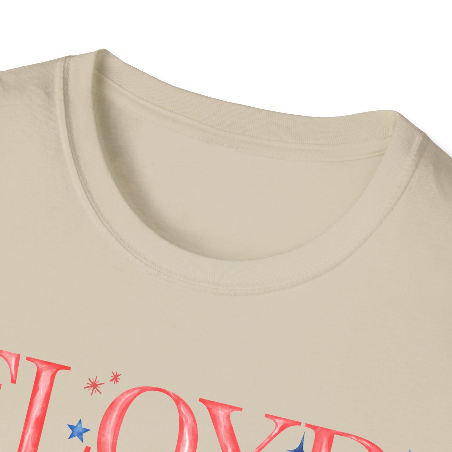Flag Day Unisex Softstyle T-Shirt with FLOYD Shines Bright in Stars + Stripes Design- Holiday