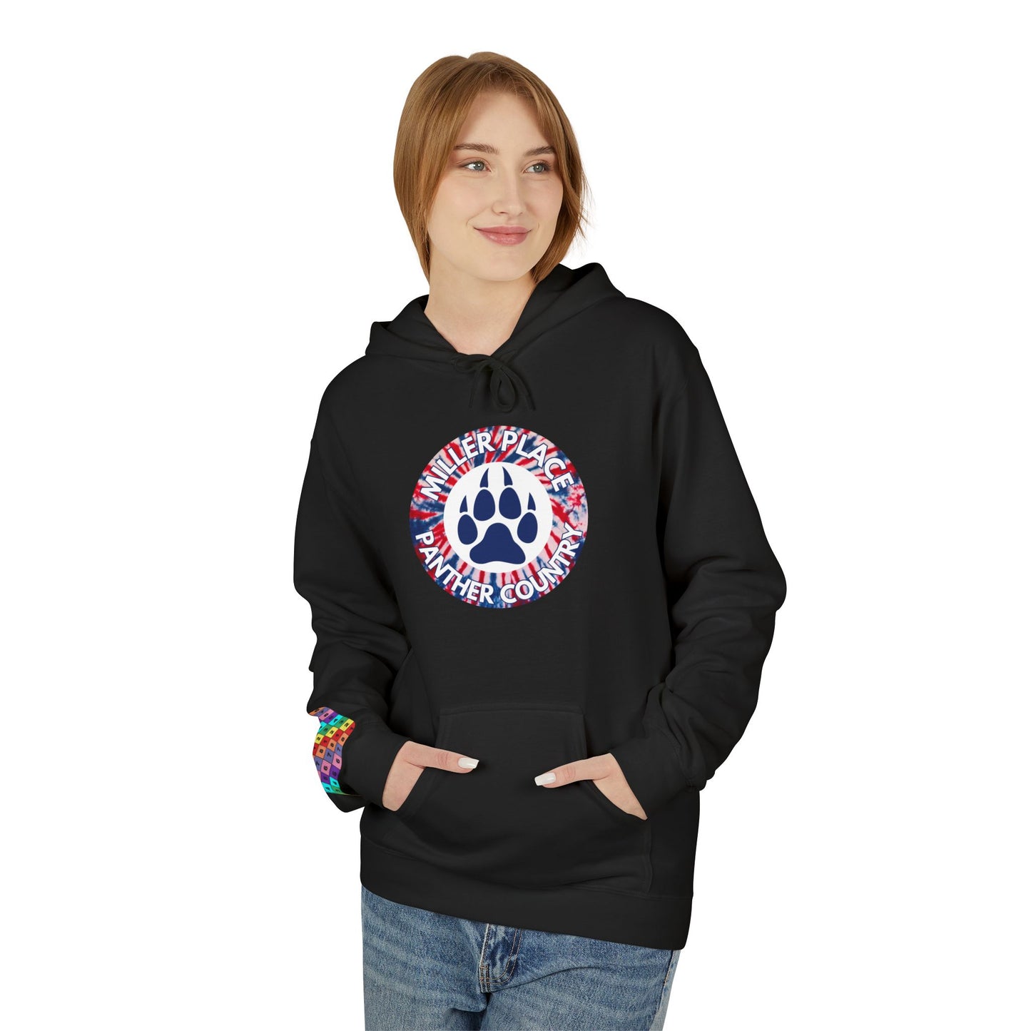 Miller Place Panther Country -Unisex Fleece Hoodie with Tie Dye Design