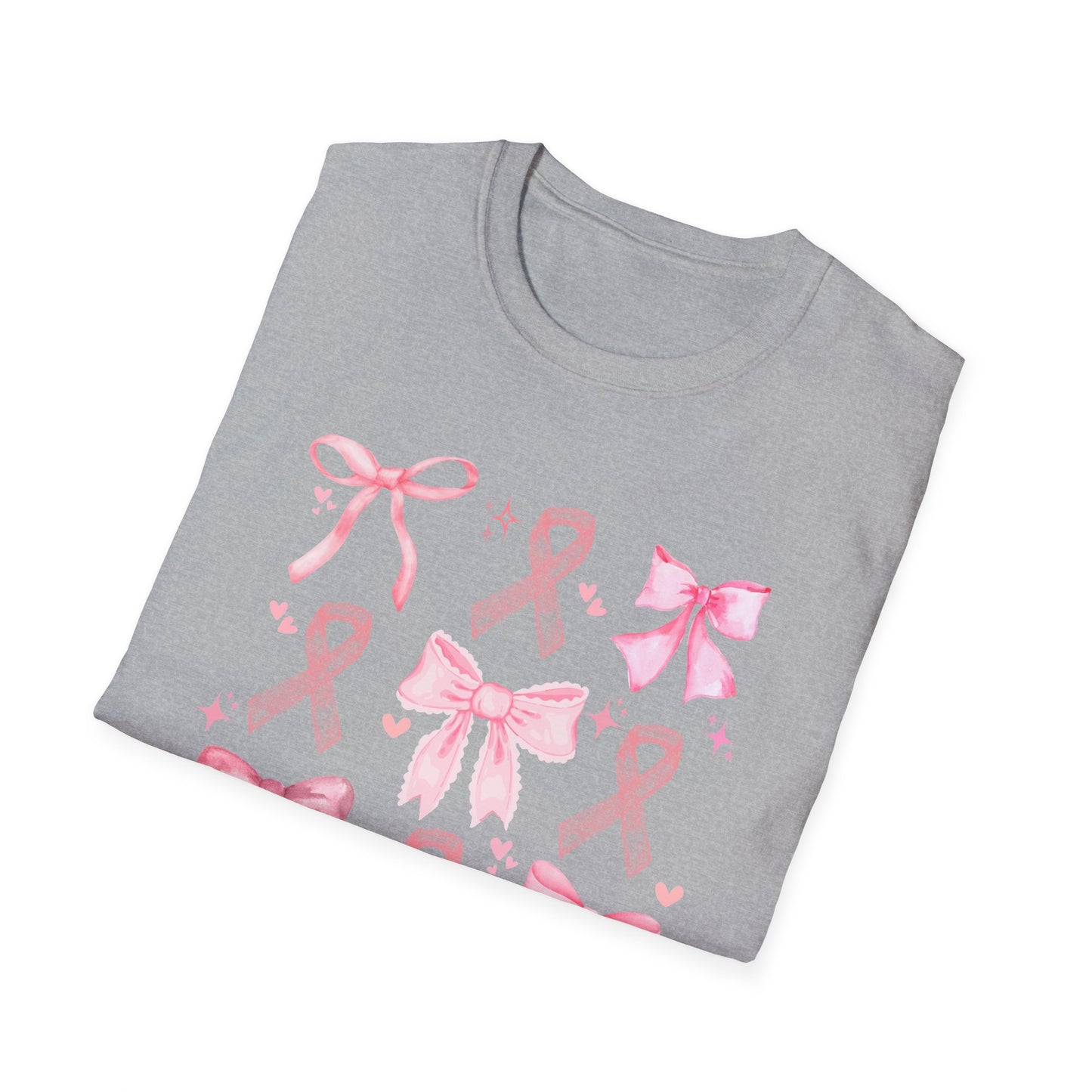 Breast Cancer Bows Awareness Tee, Unisex Softstyle T-Shirt