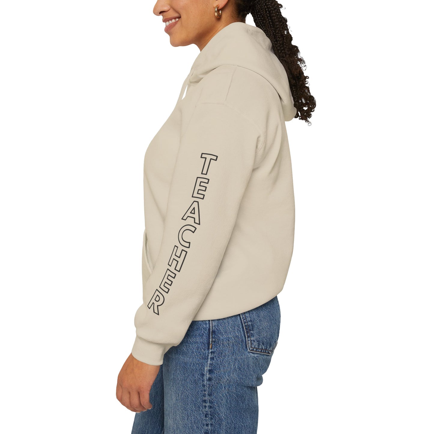 WFE Teacher Simple Design Hoodie w/ Teacher on Sleeve - Cozy Unisex Sweatshirt