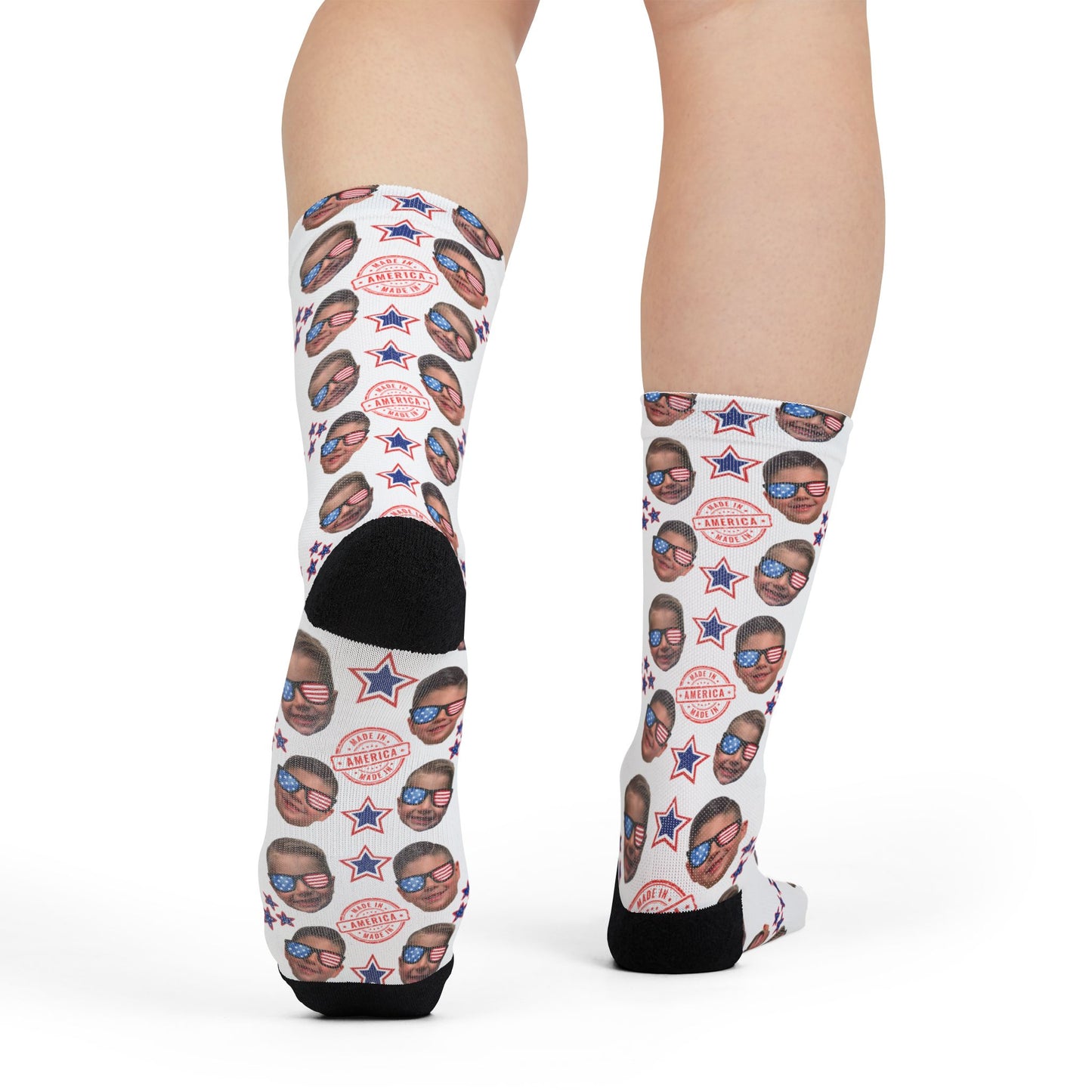 Fatherhood Baseball Socks- Personalized Face- Crew Socks with Star Design