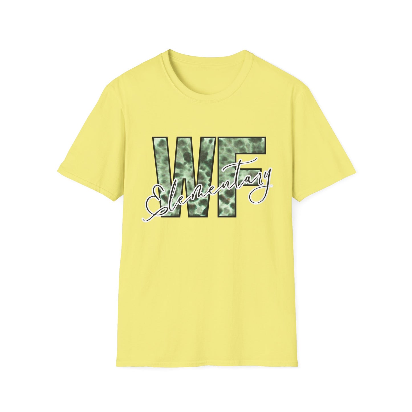 Tie Dye WFE Stylish Unisex Softstyle T-Shirt with WF Elementary Design