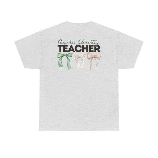 Moriches Teacher and Bows- Unisex Heavy Cotton Tee with Bow Design