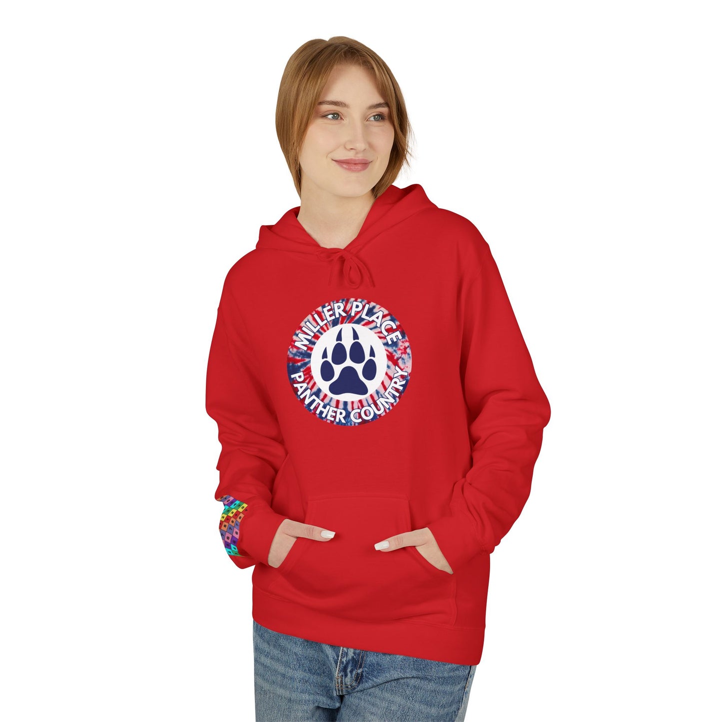 Miller Place Panther Country -Unisex Fleece Hoodie with Tie Dye Design