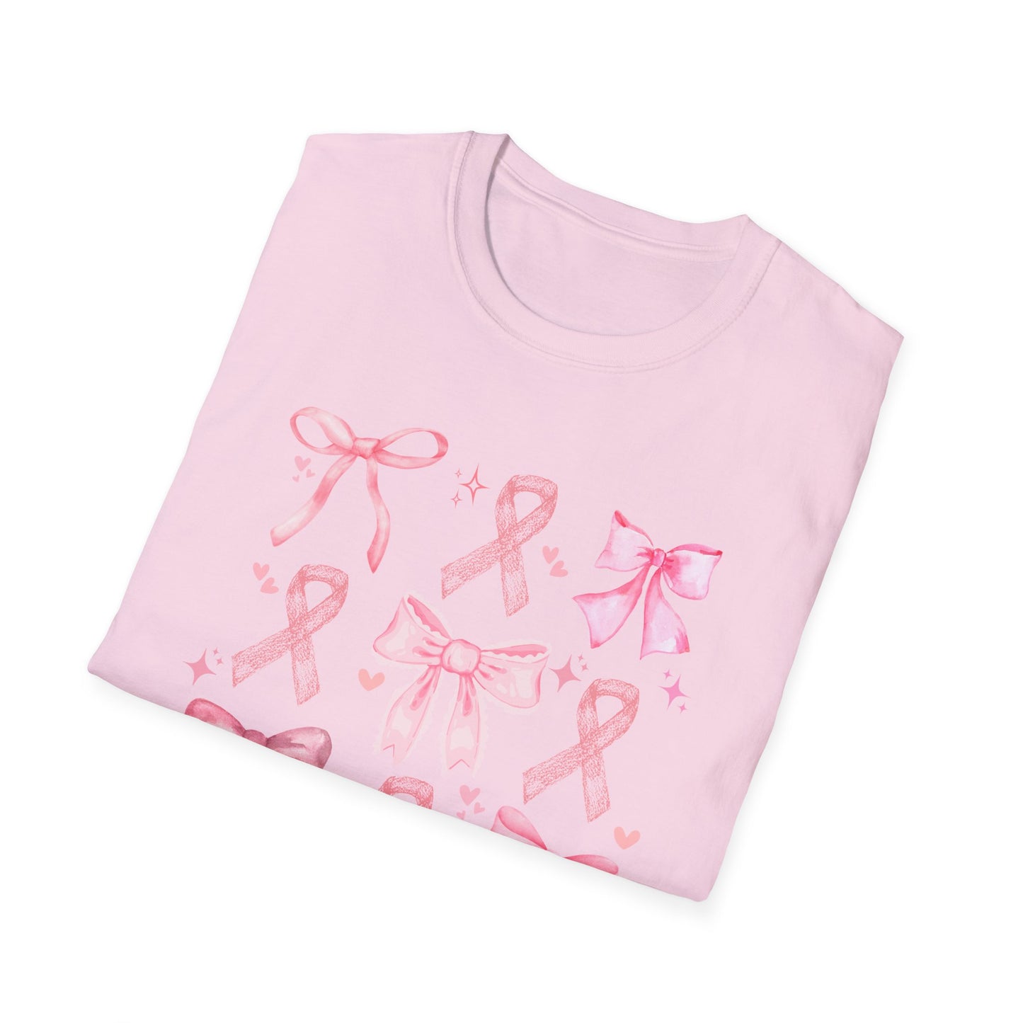 Breast Cancer Bows Awareness Tee, Unisex Softstyle T-Shirt