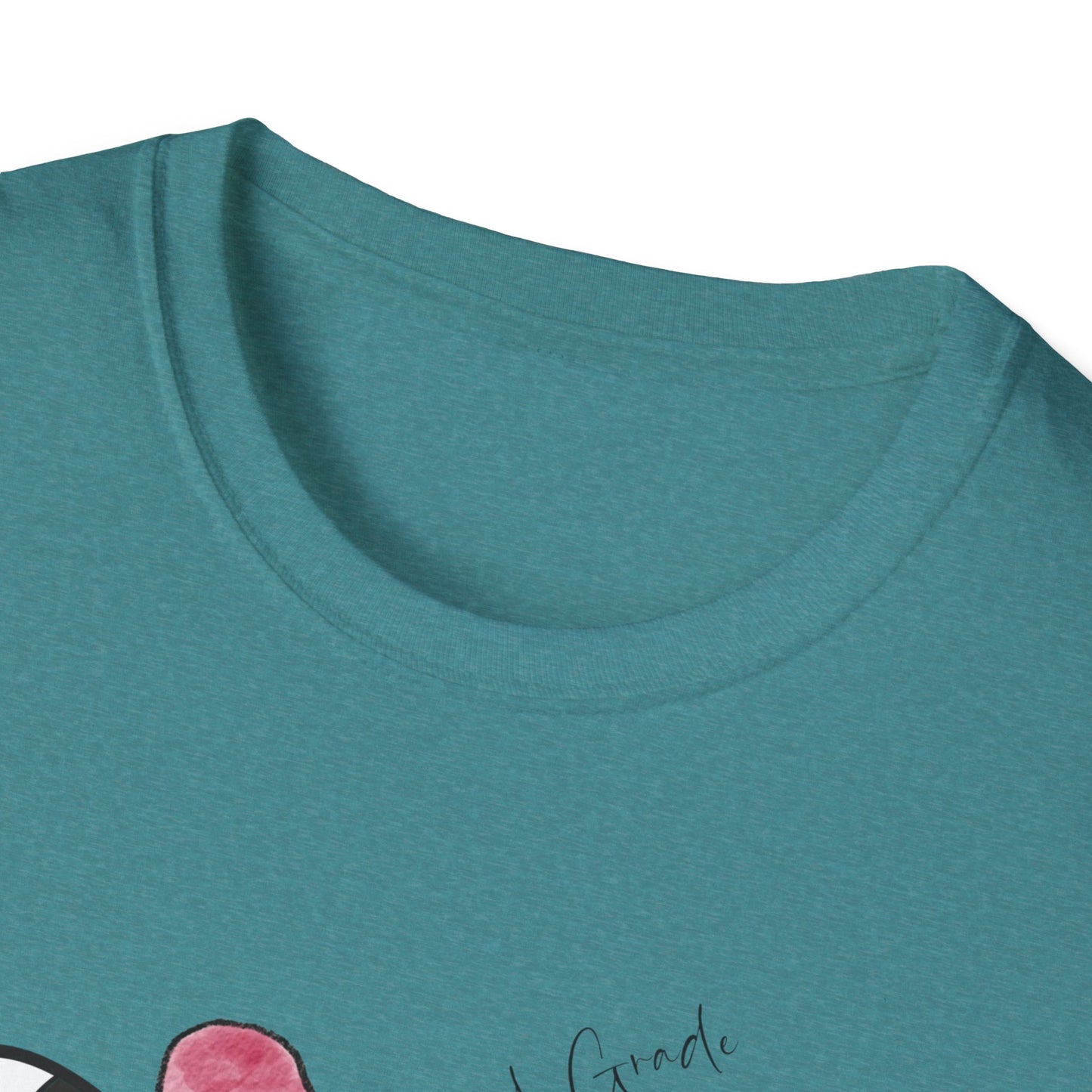2nd Grade- Checkered Bow + Pencil- Teacher Tee- Softstyle Unisex Tee