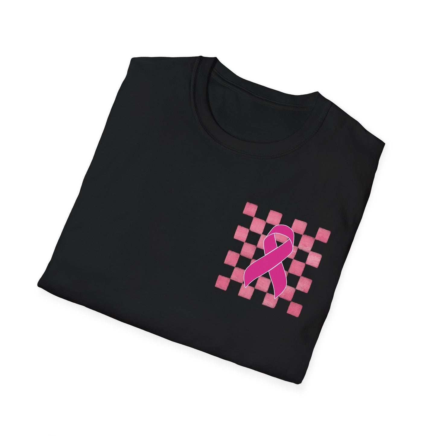 Checkered Pink Ribbon Awareness T-Shirt | Softstyle Tee