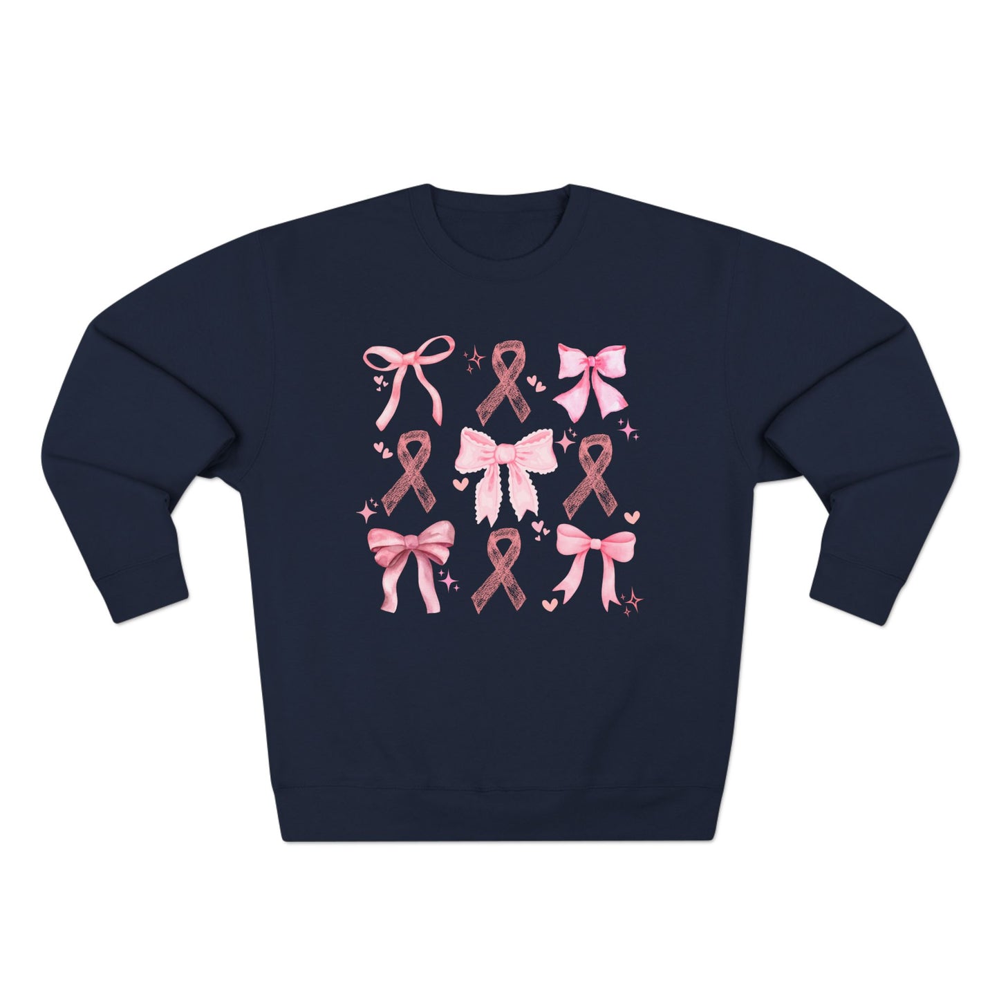 Breast Cancer Ribbon and Bows- Awareness Unisex Crewneck Sweatshirt
