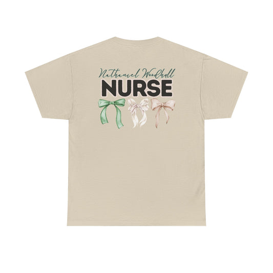 Woodhull Nurse and Bows- Unisex Heavy Cotton Tee with Bow Design