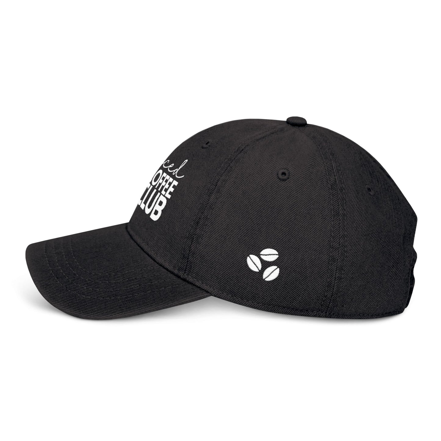 Iced Coffee Club Denim Hat, Embroidered Cap, Perfect Gift for Coffee Lovers