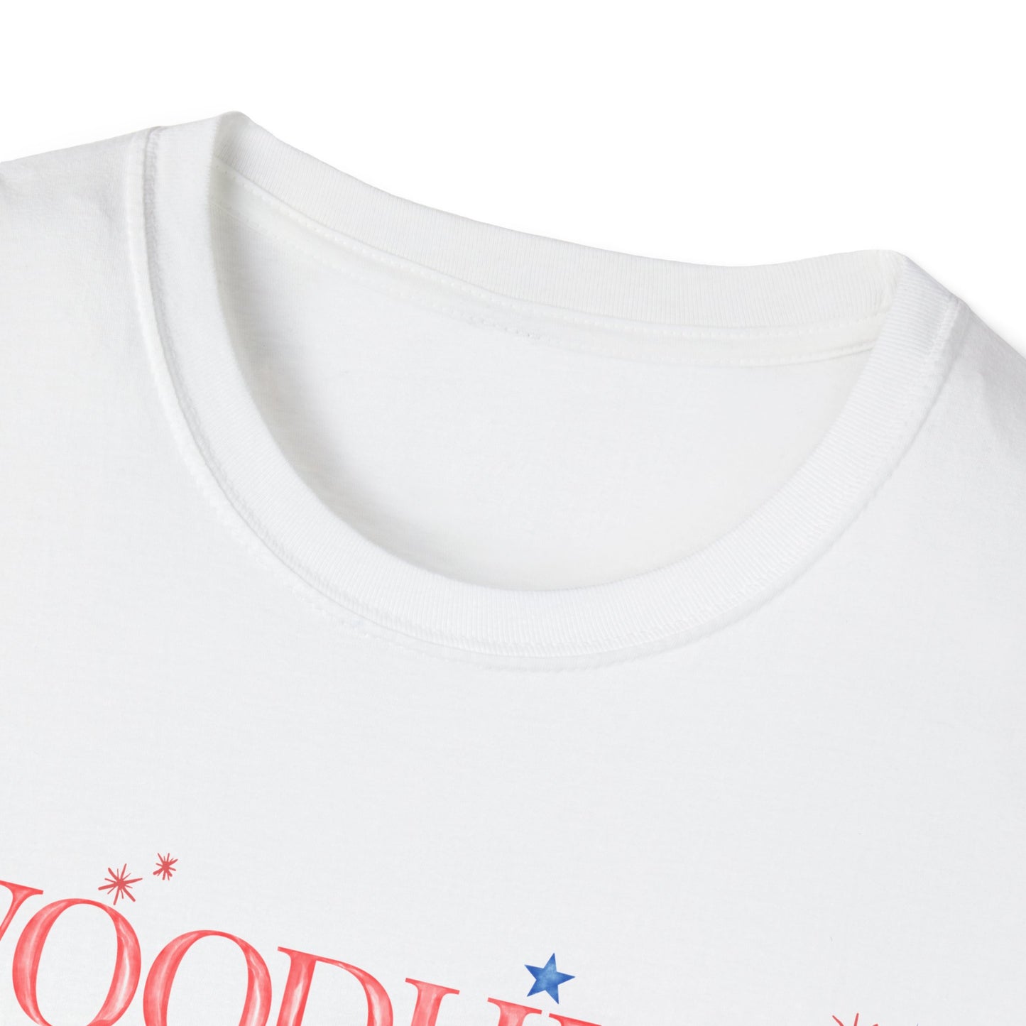 Flag Day Unisex Softstyle T-Shirt with Woodhull Shines Bright in Stars + Stripes Design- Holiday