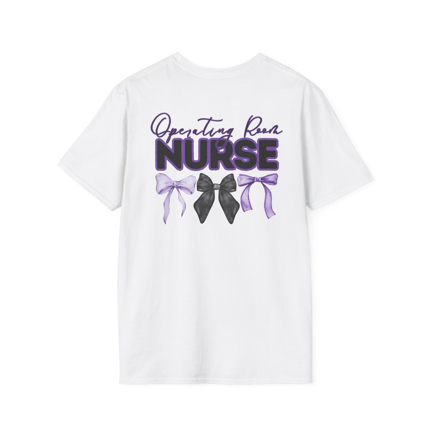 OR Nurse Softstyle T-Shirt with Bow Design- Healthcare