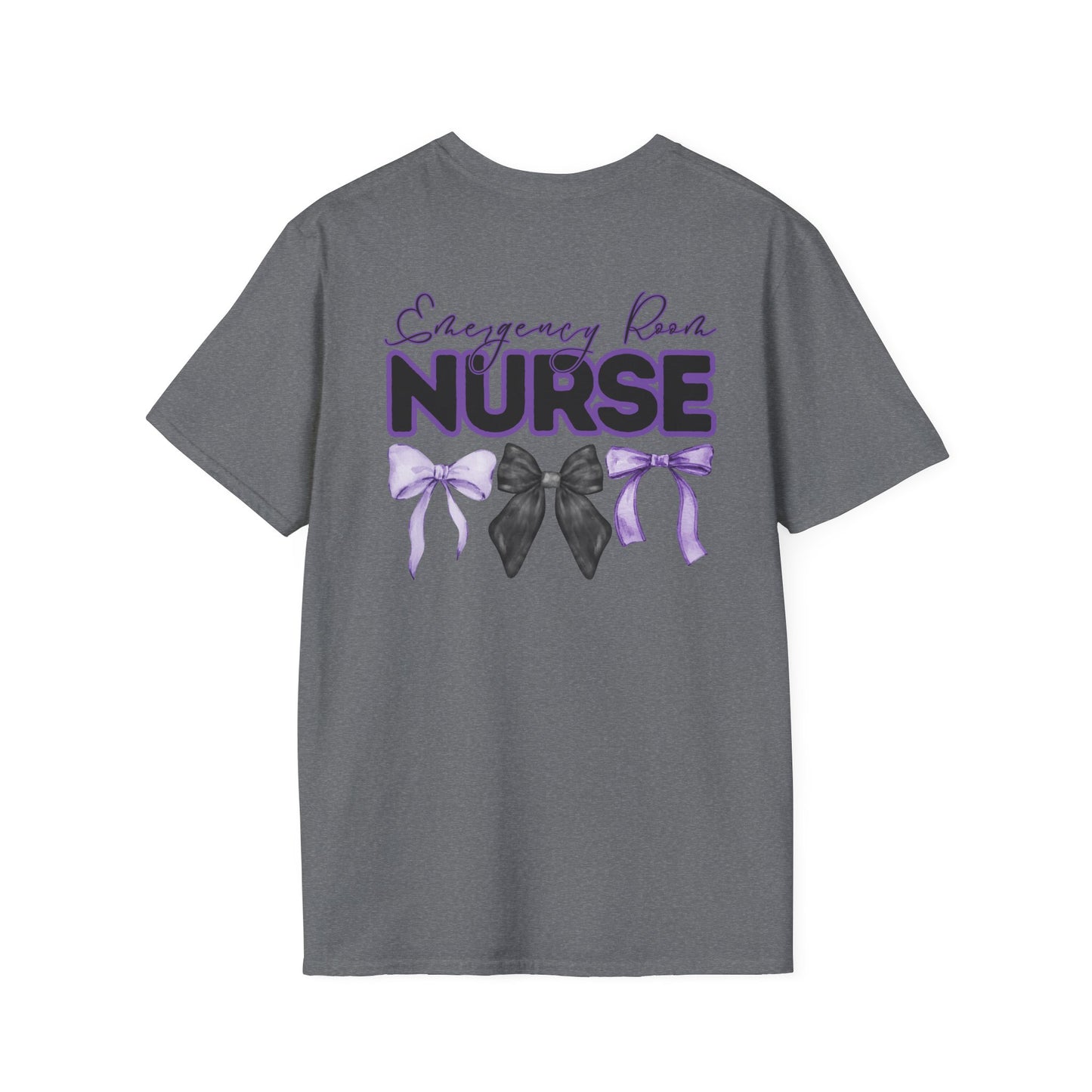 ER Nurse Softstyle T-Shirt with Bow Design- Healthcare