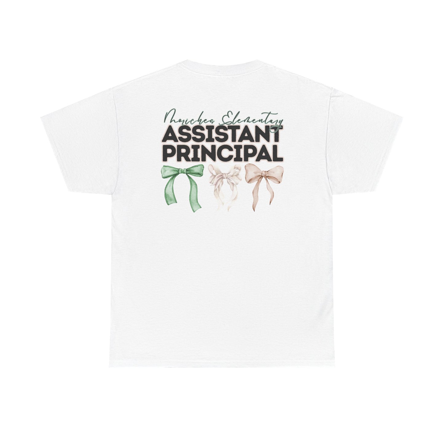 Moriches Assistant Principal and Bows- Unisex Heavy Cotton Tee with Bow Design