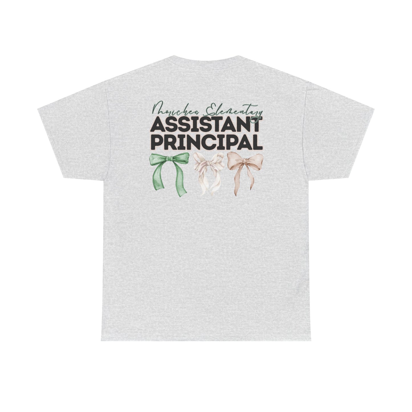 Moriches Assistant Principal and Bows- Unisex Heavy Cotton Tee with Bow Design
