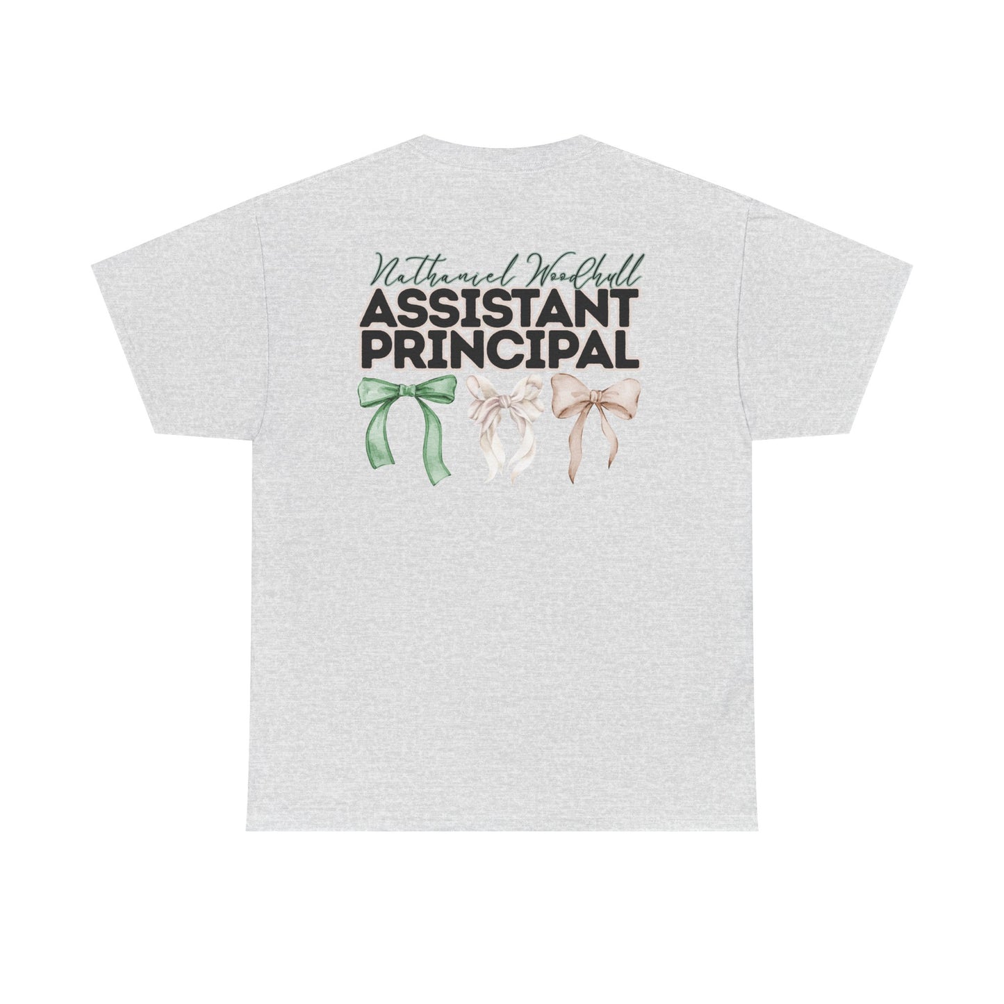 Woodhull Assistant Principal and Bows- Unisex Heavy Cotton Tee with Bow Design