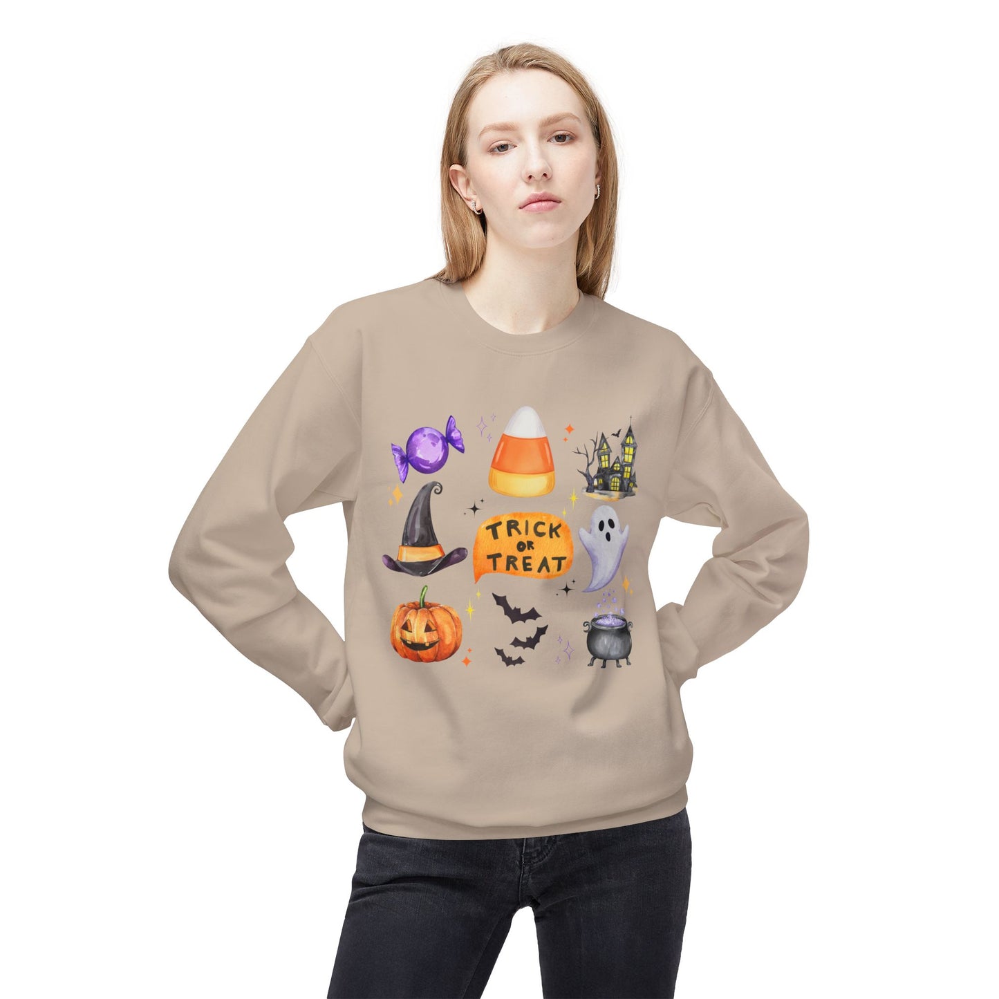 Trick or Treat- Unisex Midweight Softstyle Fleece Crewneck Sweatshirt