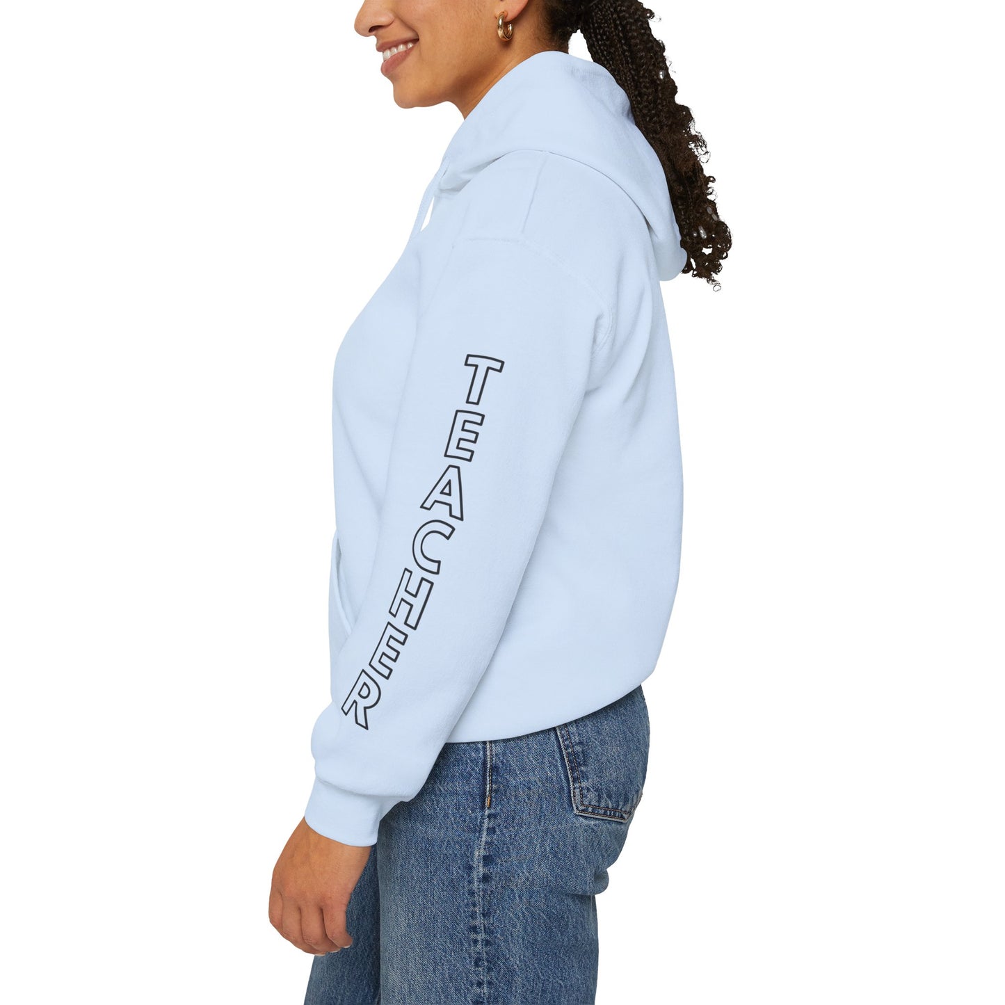 WFE Teacher Simple Design Hoodie w/ Teacher on Sleeve - Cozy Unisex Sweatshirt