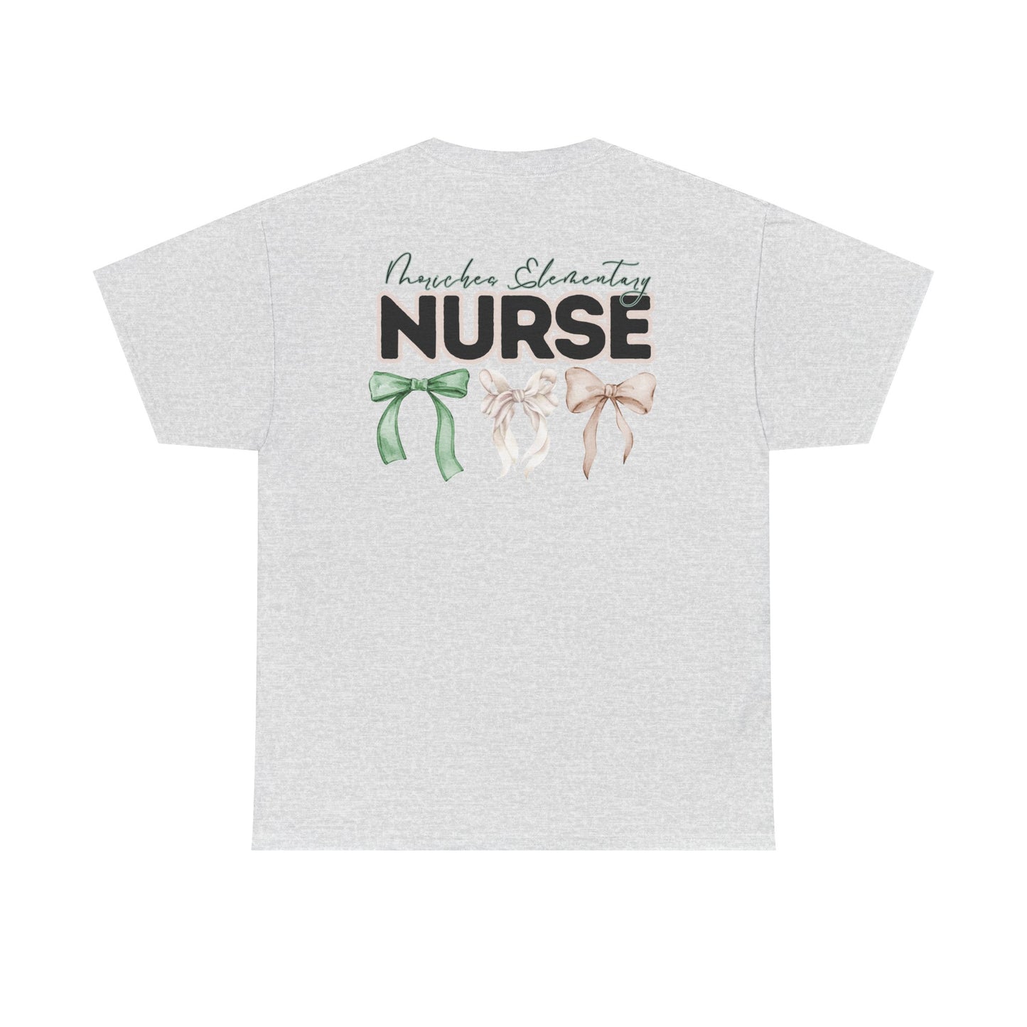 Moriches Nurse and Bows- Unisex Heavy Cotton Tee with Bow Design