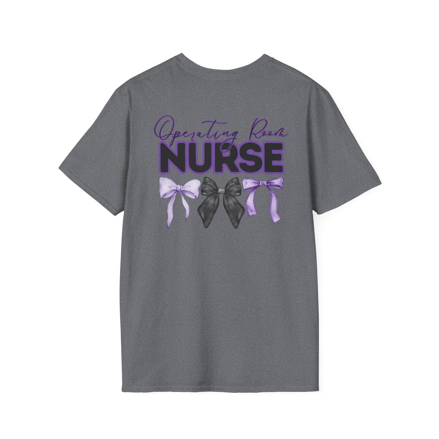 OR Nurse Softstyle T-Shirt with Bow Design- Healthcare