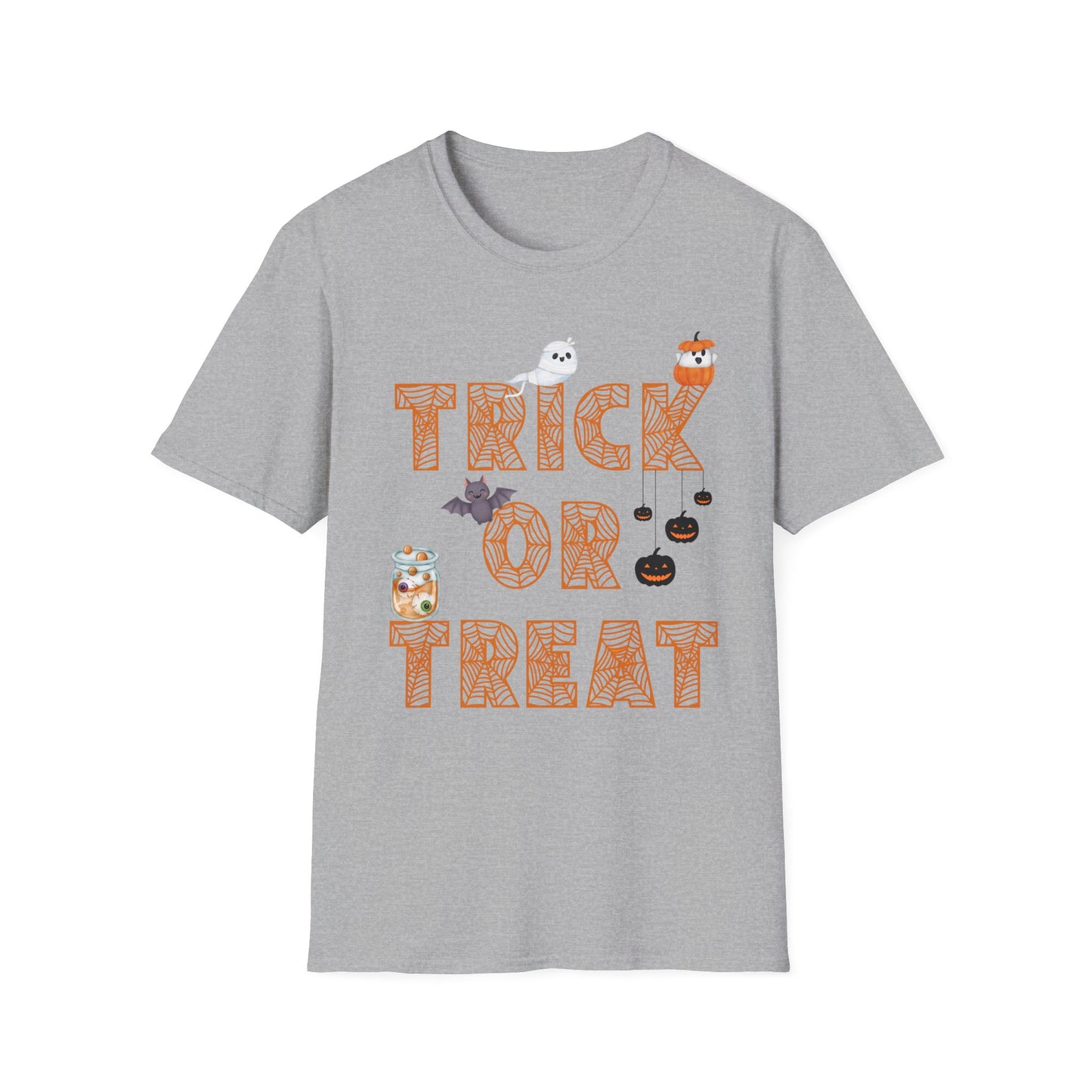 Trick or Treat Halloween Themed T-Shirt- Unisex Softstlye