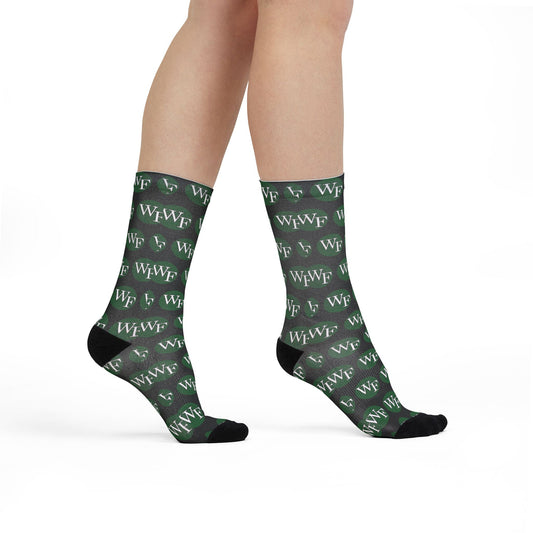 William Floyd Logo Monogram Black Crew Socks