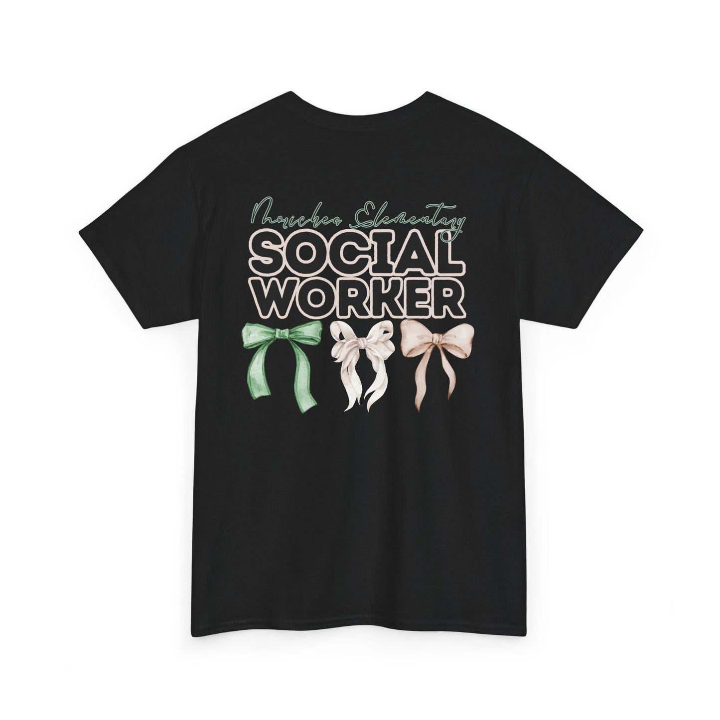 Moriches Social Worker and Bows- Unisex Heavy Cotton Tee with Bow Design