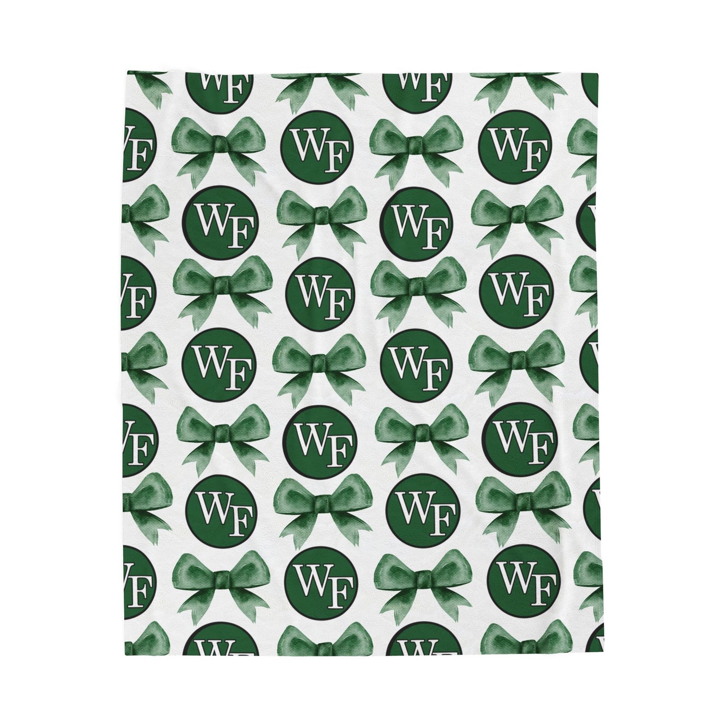Floyd Strong- Logo and Bows Velveteen Plush Blanket with Green Bows - Cozy Gift for Home Decor and Celebrations