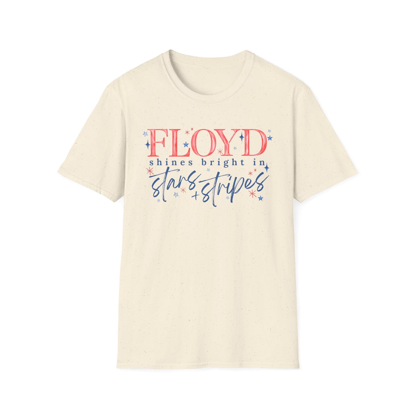 Flag Day Unisex Softstyle T-Shirt with FLOYD Shines Bright in Stars + Stripes Design- Holiday