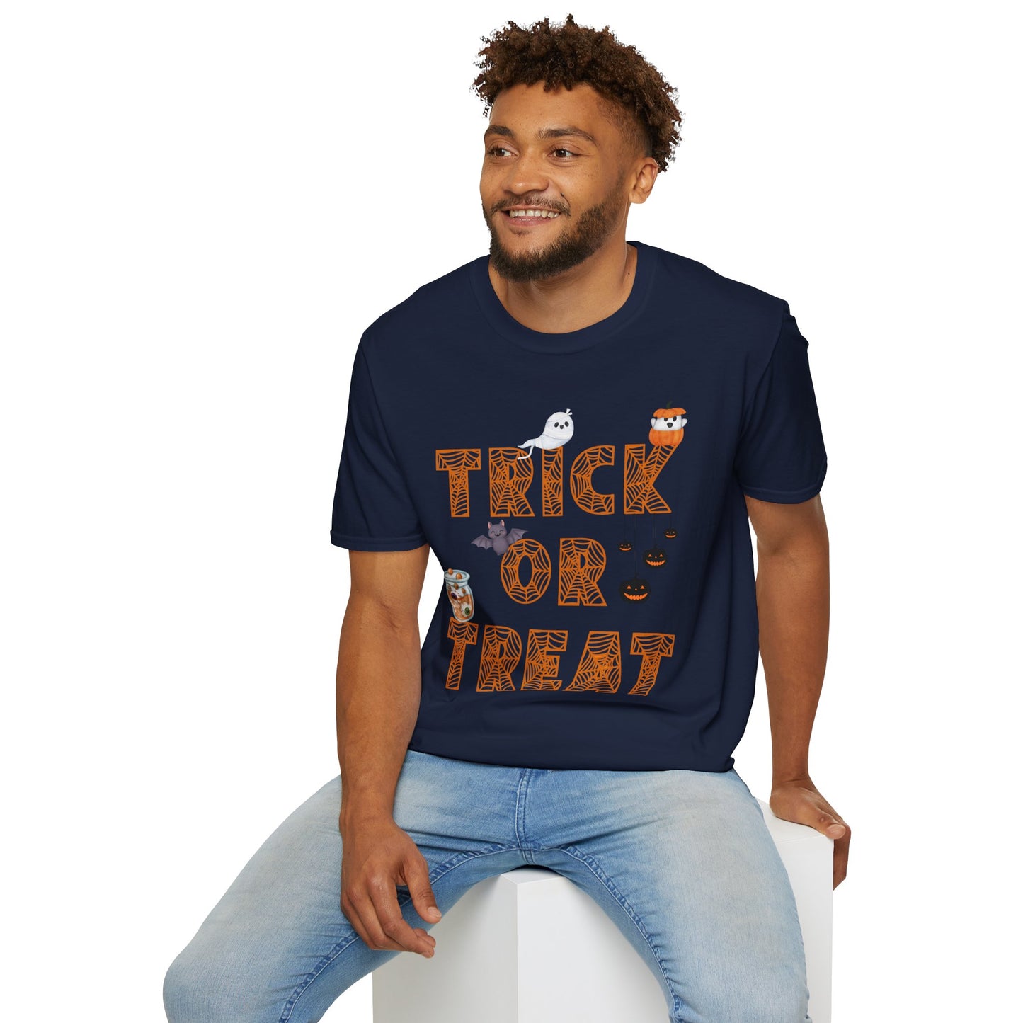 Trick or Treat Halloween Themed T-Shirt- Unisex Softstlye