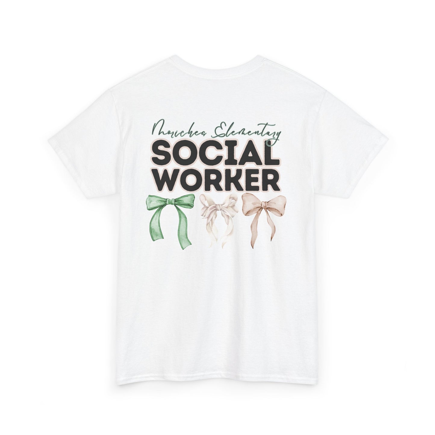 Moriches Social Worker and Bows- Unisex Heavy Cotton Tee with Bow Design