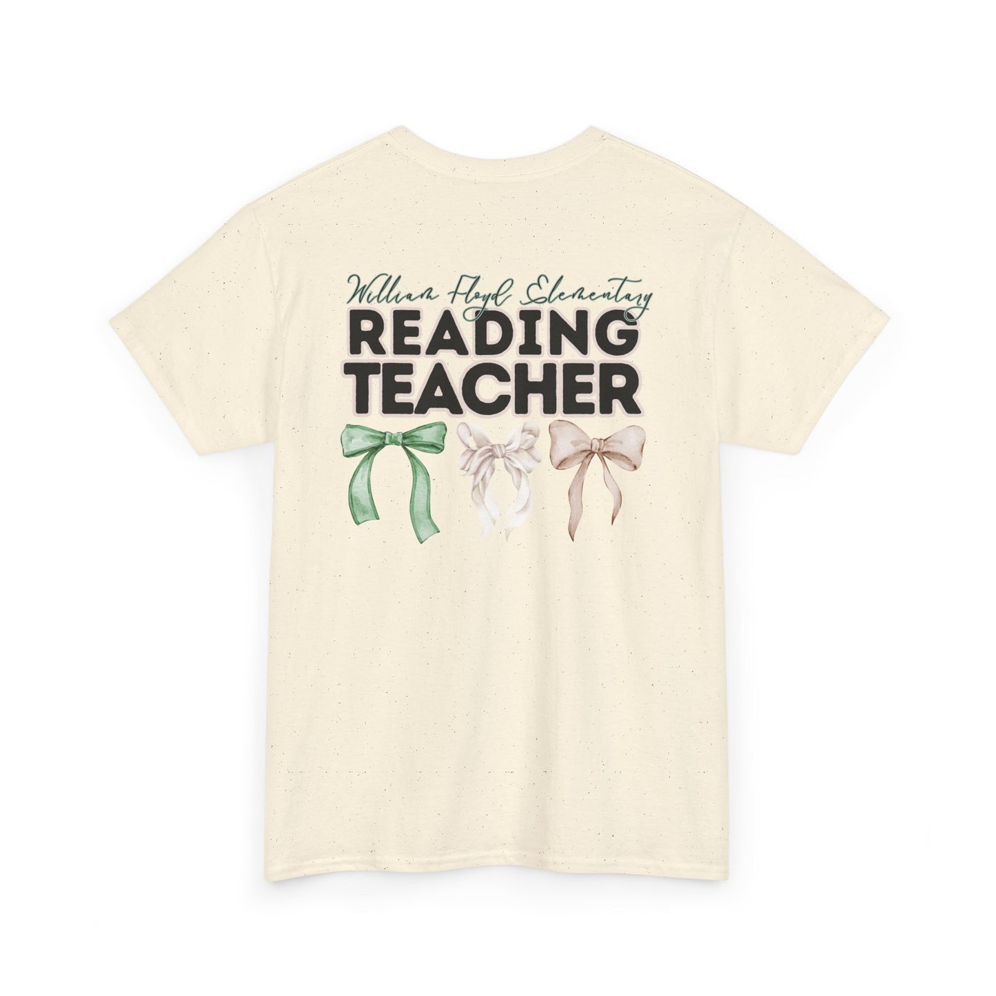 WFE Reading Teacher and Bows- Unisex Heavy Cotton Tee with Bow Design